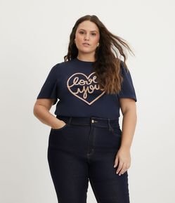 Blusa em Meia Malha com Manga Bufante e Bordado Love You Curve & Plus Size