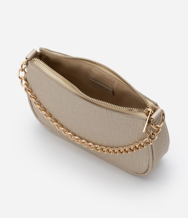 Bolsa Shoulder Baguete com Alça de Ombro e Detalhe Corrente Dourado 6