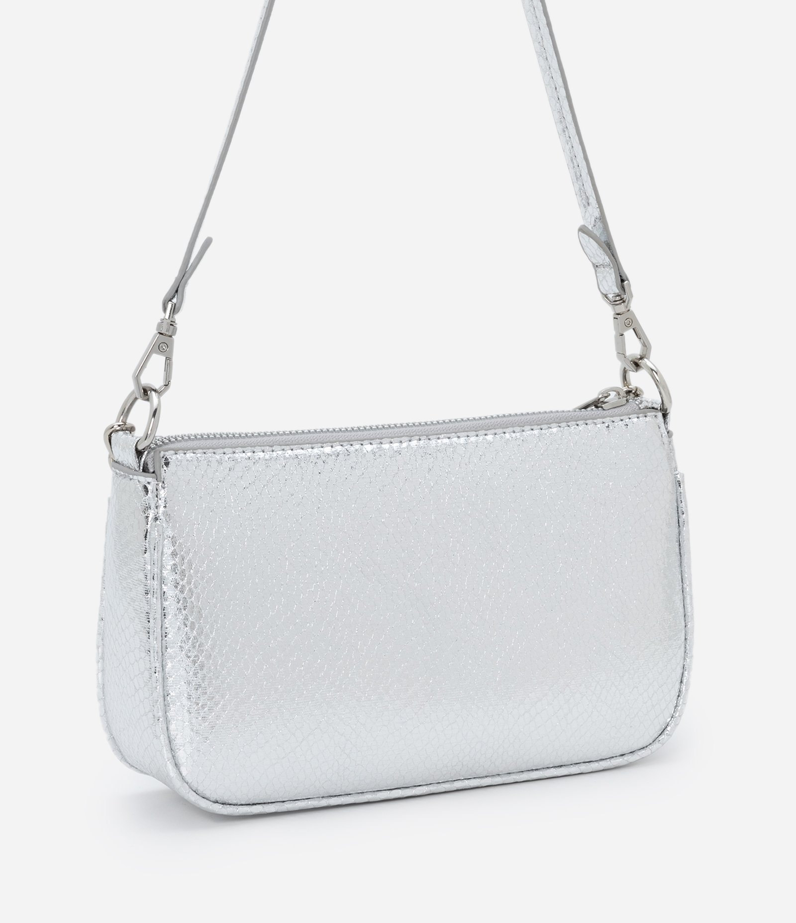 Bolsa Shoulder Baguete com Corrente Prata 4