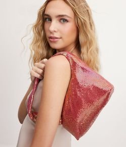 Bolsa Shoulder Baguete com Strass