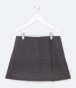 Short Saia Infantil Xadrez com Fendinha na Barra - Tam 5 a 14 Anos