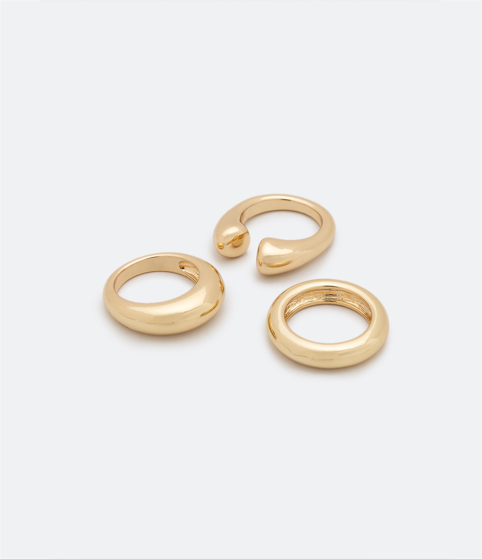 Kit 03 Anéis de Metal Dourado 2