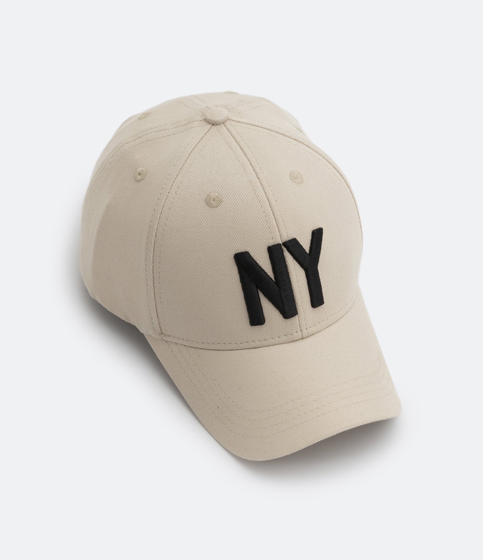 Boné Aba Curva em Algodão 06 Panel com Bordado New York Bege 1