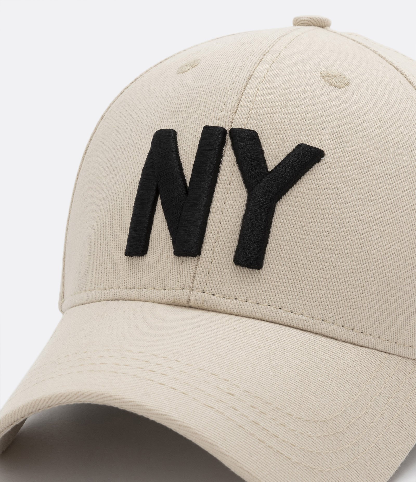 Boné Aba Curva em Algodão 06 Panel com Bordado New York Bege 4