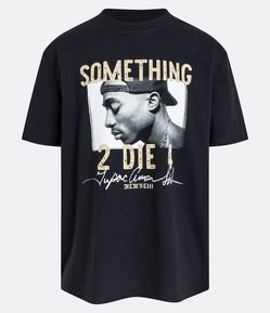Camiseta Relaxed em Meia Malha com Estampa Tupac