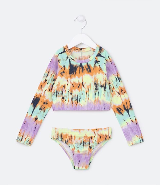 Biquíni Cropped em Microfibra com Estampa Tie Dye - Tam 5 a 14 Anos