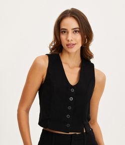 Colete em Sarja com Costuras Frontais