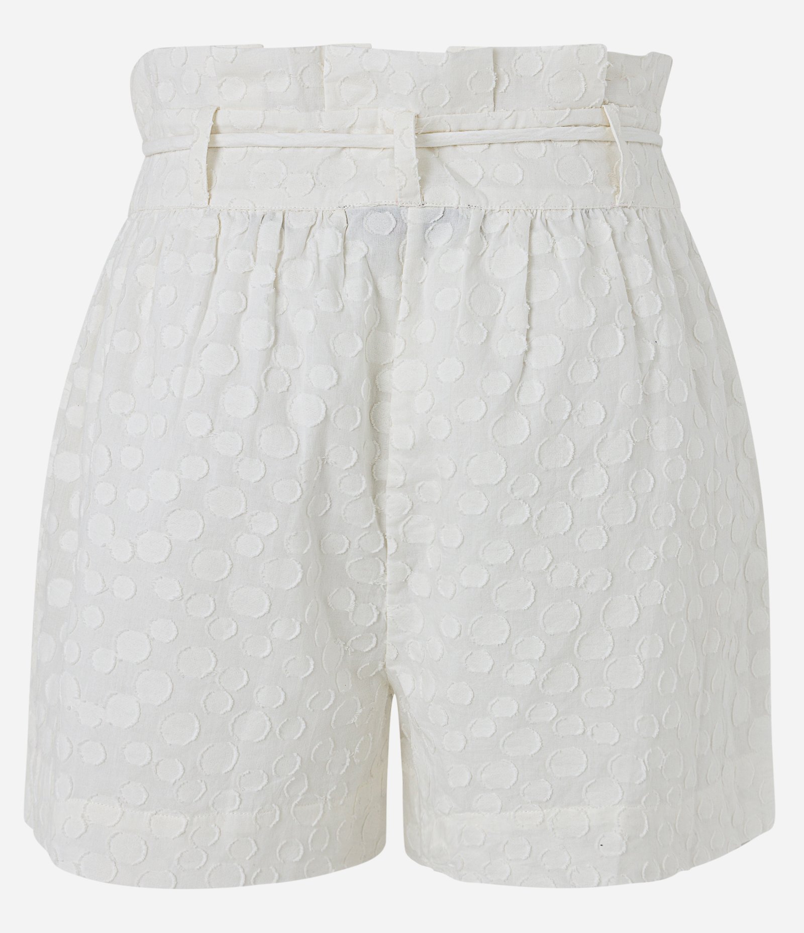 Short Curto em Algodão com Textura de Bolinhas e Cinto de Corda Branco 6
