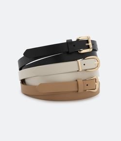 Kit 03 Cintos Finos com Fivelas Diferenciadas