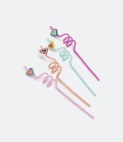 Kit 04 Canudos Reutilizável com Coração na Ponta