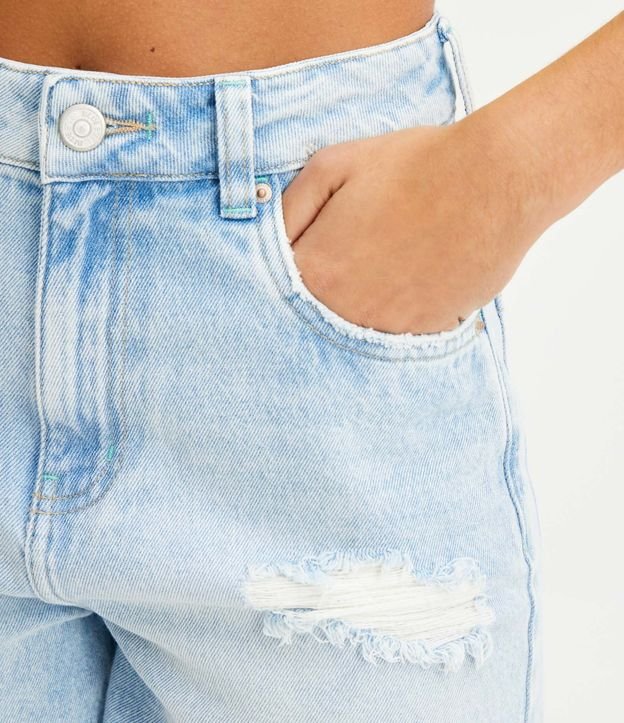 Calça Wide Leg Cintura Alta em Jeans com Rasgos e Barra a Fio Azul - Lojas  Renner