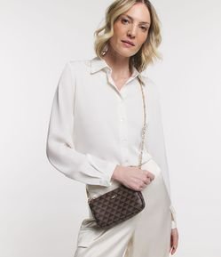 Bolsa Transversal em PU com Estampa Triângulo e Alças em Corrente