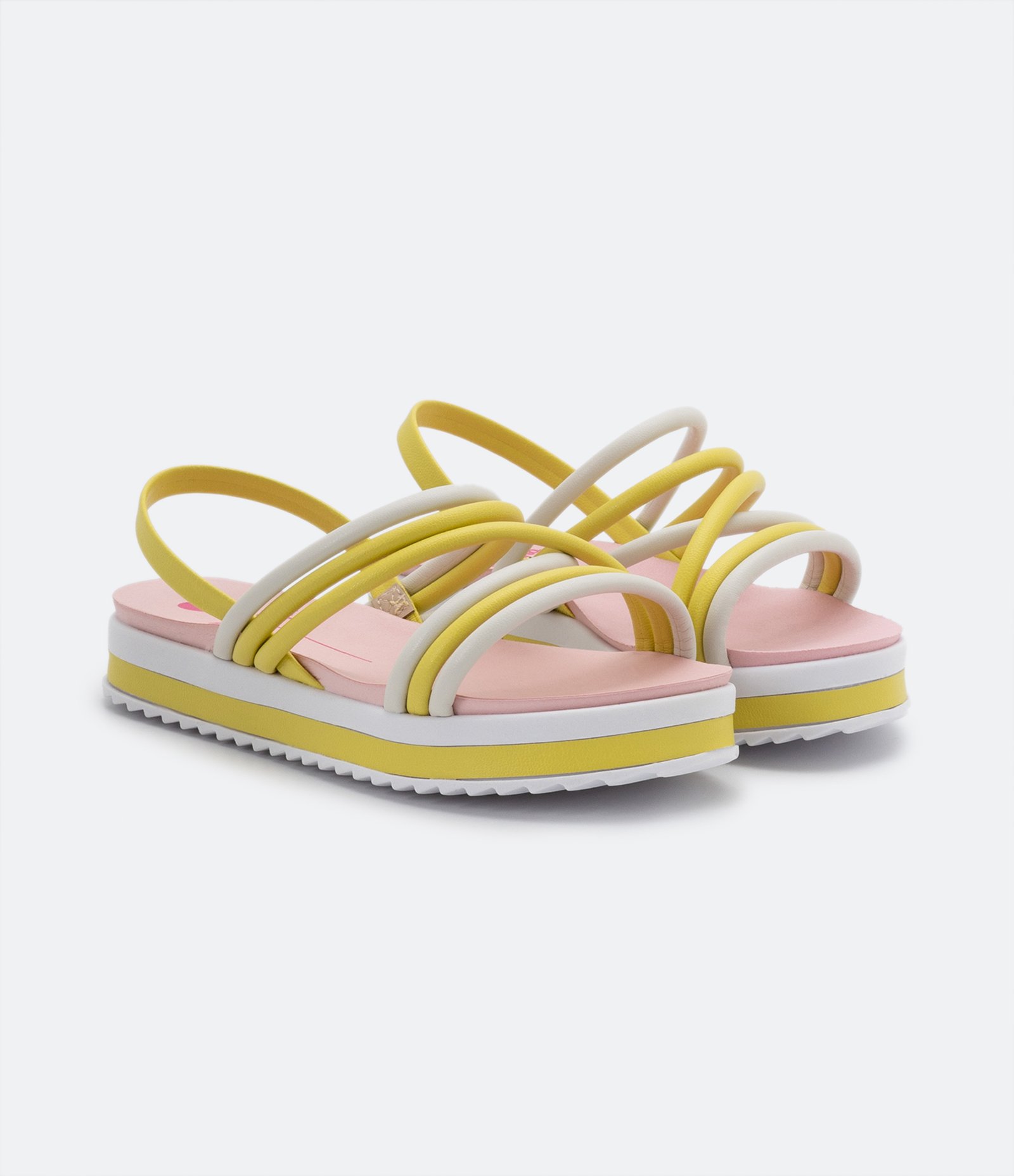 Sandália Flatform Infantil com Multitiras - Tam 26 ao 36 Amarelo 1