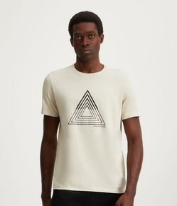 Camiseta Slim em Meia Malha com Estampa Geométrica e Lettering