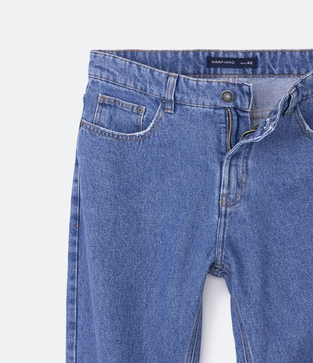 Calça Reta Jeans com Bolsos Azul Médio 8