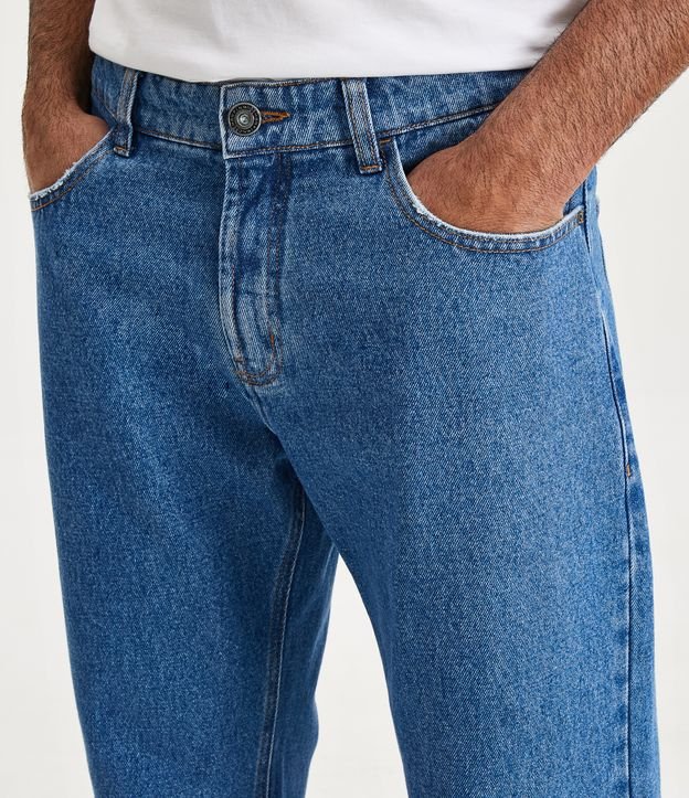 Pantalón Recto Jeans con Bolsillos Azul 4