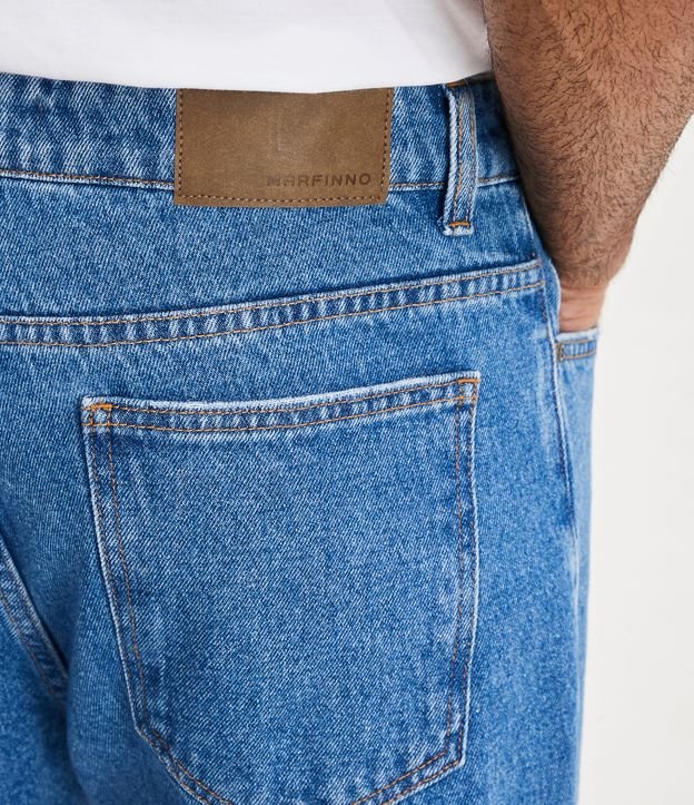 Calça Reta Jeans com Bolsos Azul Médio 5