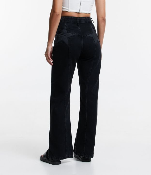 Calça Anos 90 Jeans com Estrelas no Bolso Preto 3