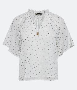 Blusa em Chiffon Poá com Amarração e Ponteira