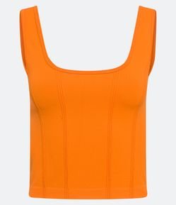 Blusa Cropped em Poliamida com Vivos Frontais