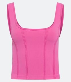 Blusa Cropped em Poliamida com Vivos Frontais