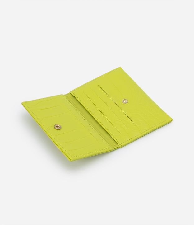 Carteira Envelope Pequena em PU com Textura Croco Verde 5