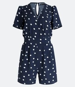 Macaquinho Manga Curta Acintura com Poás Estampados