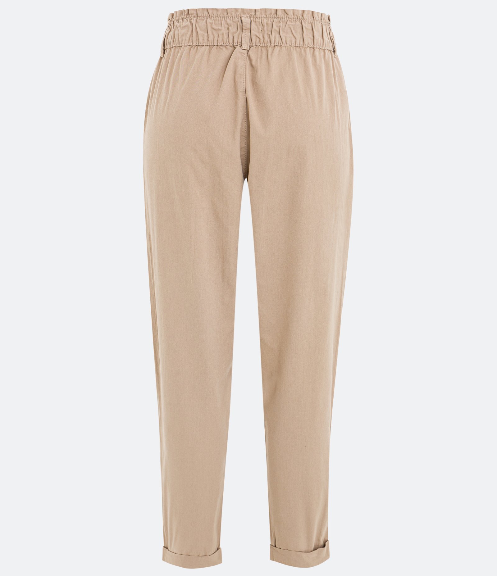 Calça Baggy em Sarja com Cós Largo e Botão Bege 5