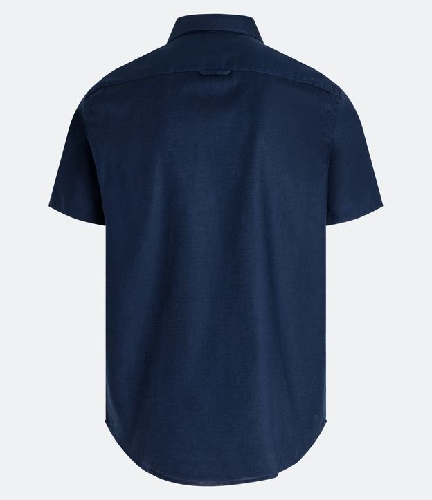 Camisa Comfort em Algodão com Bolso Frontal Azul Escuro 6