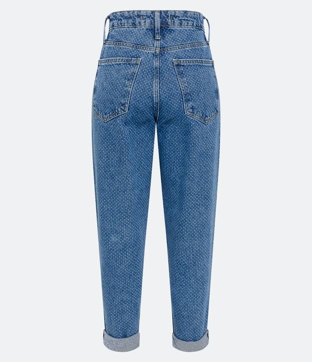 Calça Mom Jeans com Bolsos e Estampa Poá Azul 7