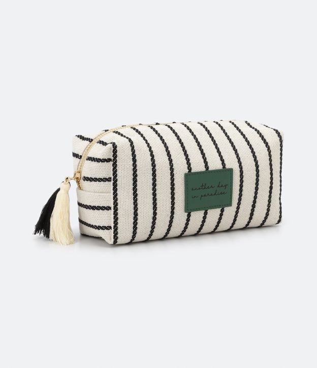 Necessaire Tijolo em Tecido com Textura e Tássel duplo no Zíper