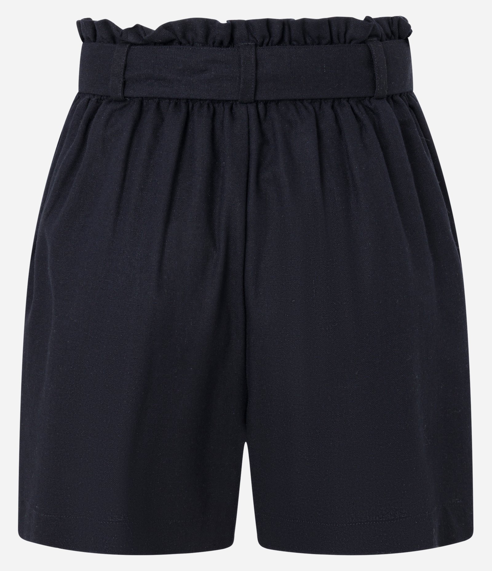 Short Curto em Viscose e Linho com Bolsos e Cinto Faixa Preto 6