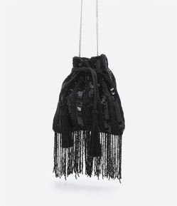 Bolsa Bucket Transversal com Franjas