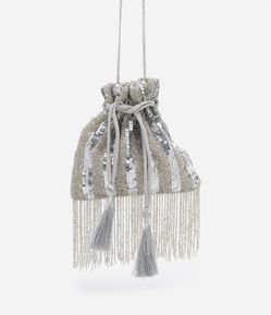 Bolsa Bucket Transversal com Franjas