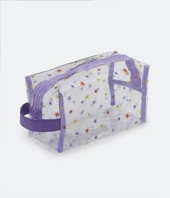 Nécessaire Tijolo em Plástico com Alça e Estampa de Estrelinhas