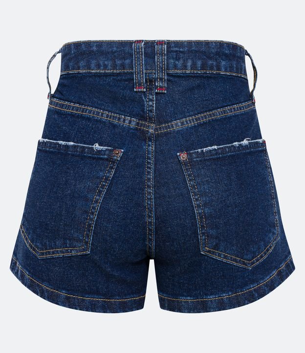 Short Hot Pants Jeans com Passantes Duplos e Bolsos Azul 6