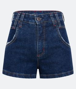 Short Hot Pants Jeans com Passantes Duplos e Bolsos