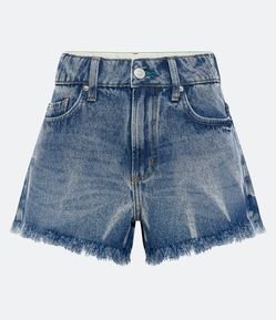Short Boyfriend em Jeans Lavagem Manchada e Cintura Baixa
