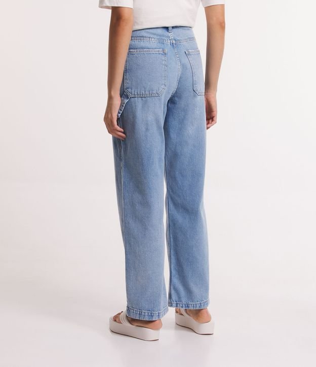 Calça Anos 90 Jeans com Cordão e Recortes Azul 3
