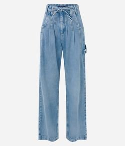 Calça Anos 90 Jeans com Cordão e Recortes