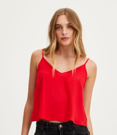 Blusa de Alça em Viscose com Decote V Menor preço em Blusa de Alça em Viscose com Decote V