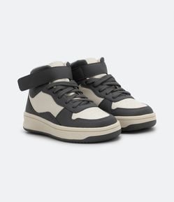 Tênis Abotinado Infantil com Recortes e Sola Bicolor - Tam 28 ao 37