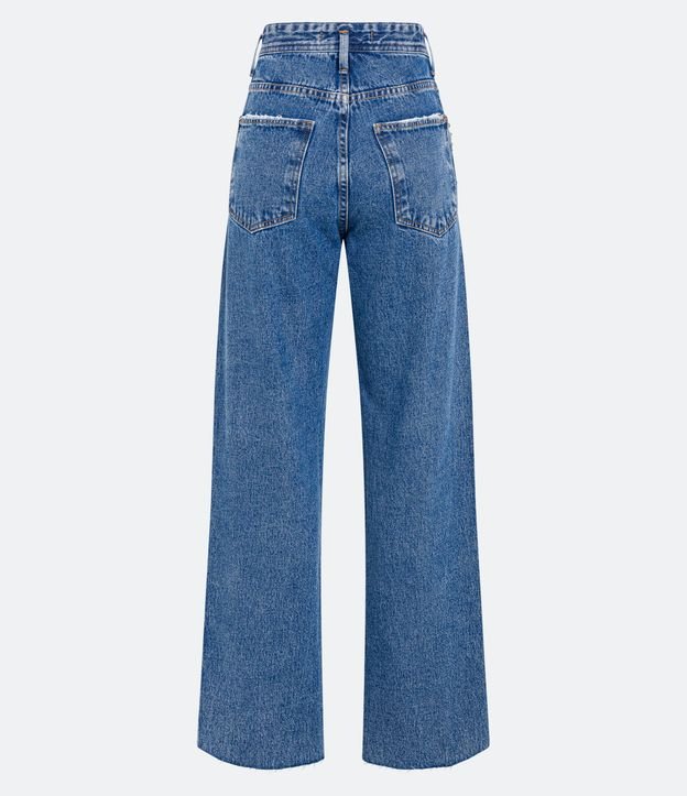 Calça Anos 90 Jeans com Tachas e Brilhos Aplicados na Lateral Azul 7