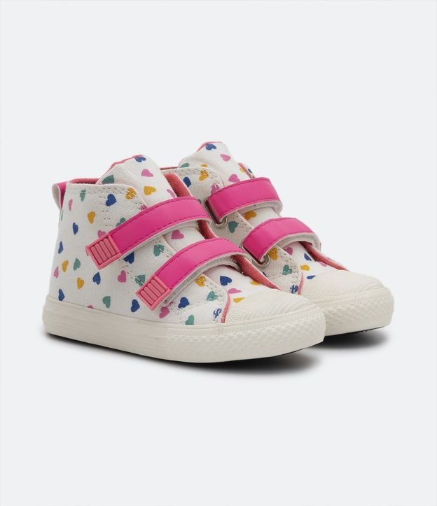 Tênis Botinha com Coraçõezinhos Coloridos Estampados - Tam 20 ao 27