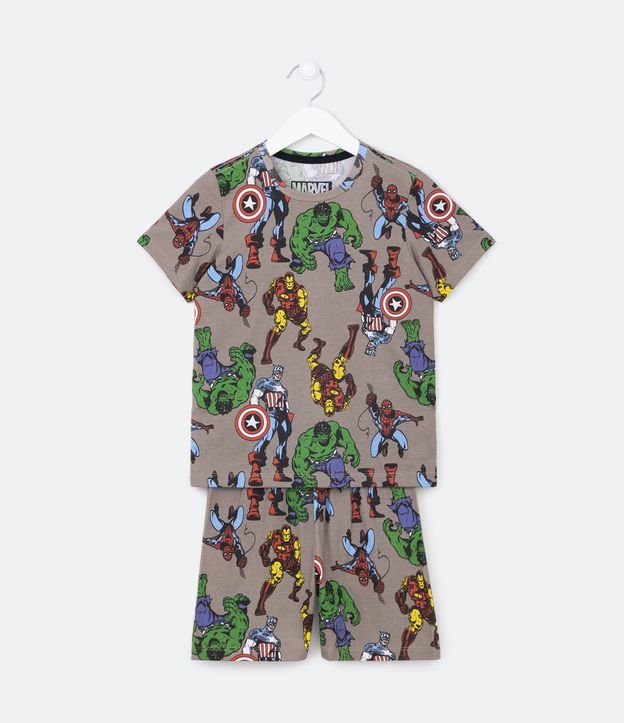 Pijama Corto Infantil con Estampa Heroes Marvel - Talle 2 a 10 años Marrón 1