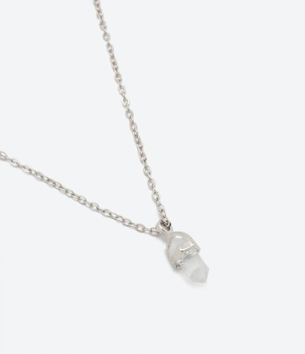 Colar Curto em Metal Folheado com Pingente de Pedra Natural