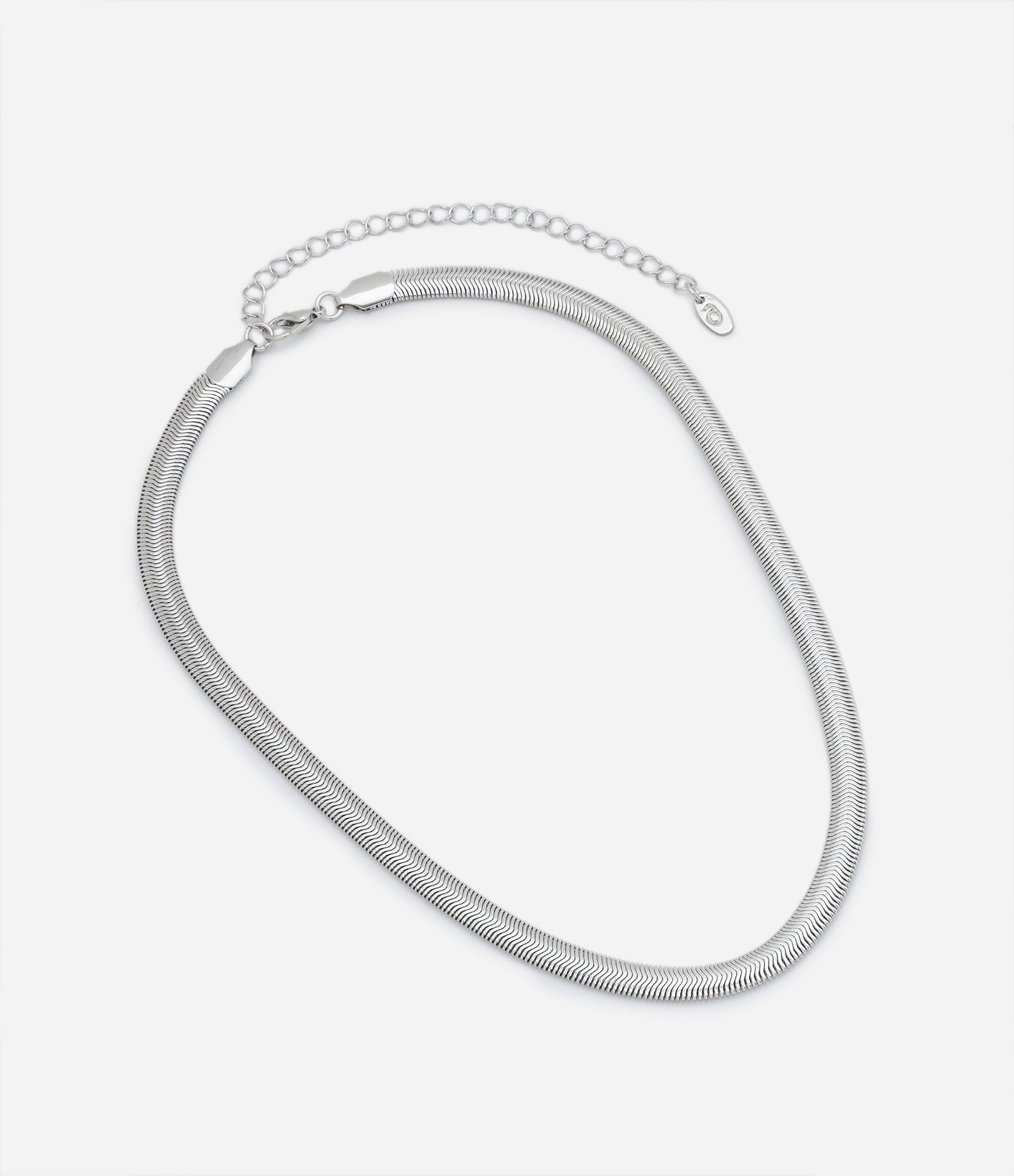 Colar Curto Rabo de Rato em Metal Prata 2