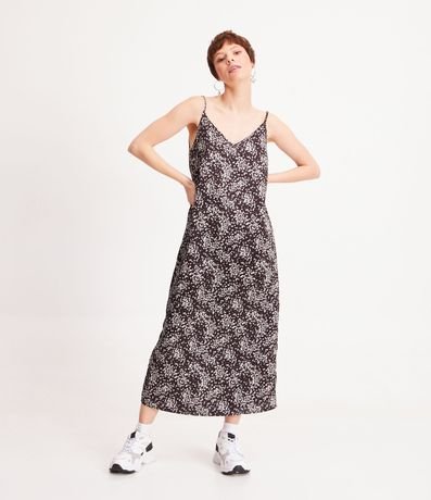 Vestido New Midi em Viscose com Alças Finas e Estampa Floral Menor preço em Vestido New Midi em Viscose com Alças Finas e Estampa Floral