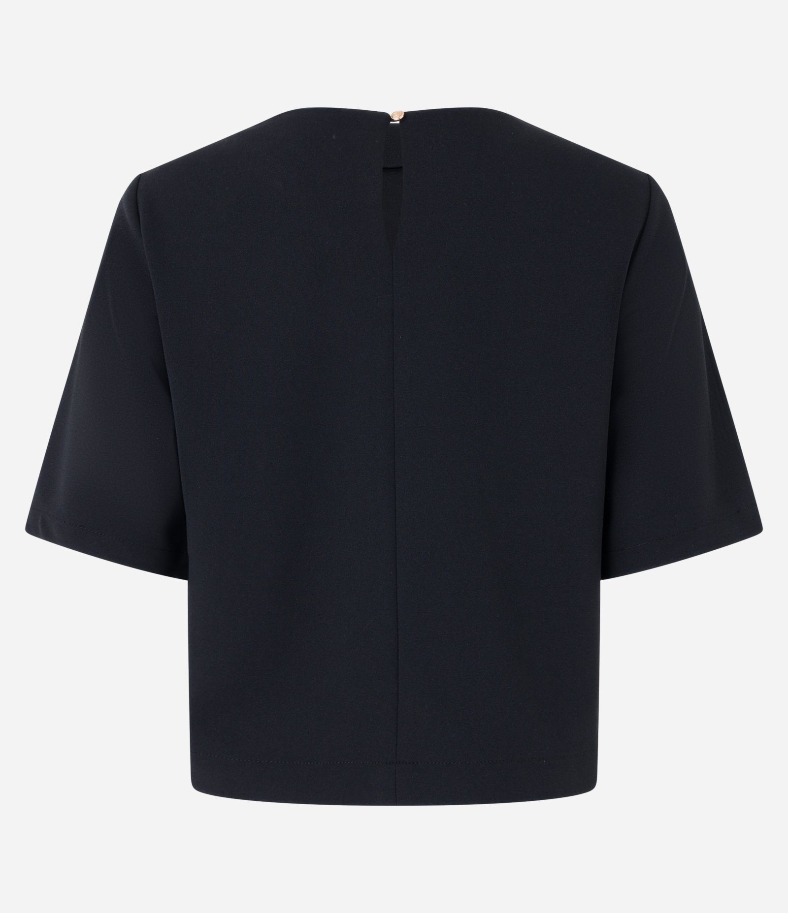 Blusa Manga Curta em Crepe com Botões no Ombro Preto 7