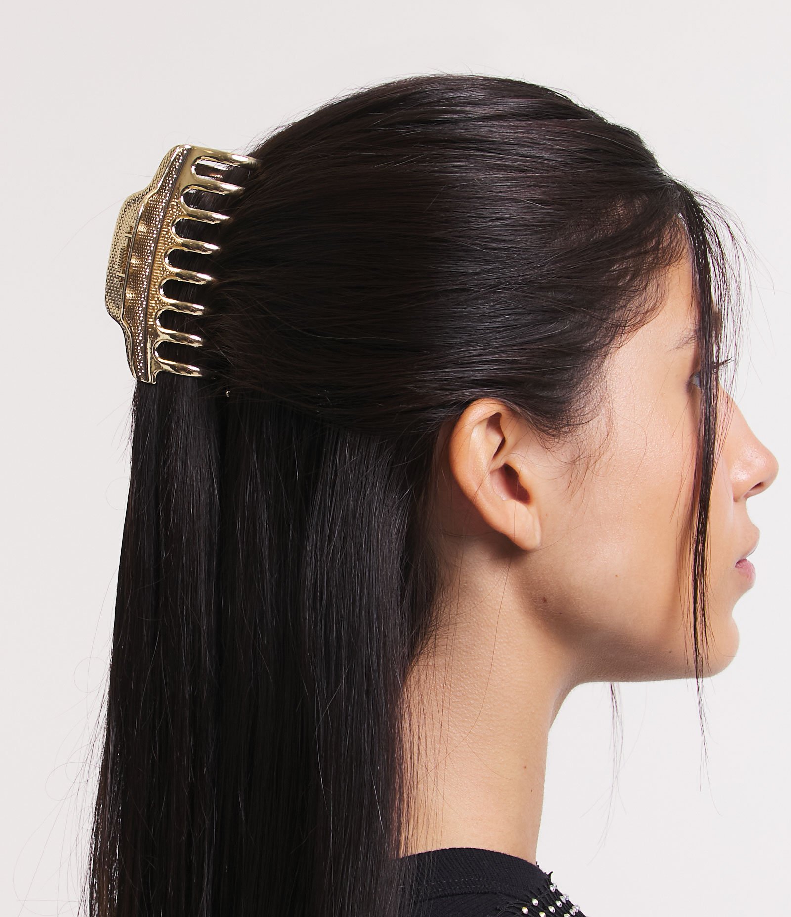Piranha de Cabelo em Metal Texturizado Dourado 1